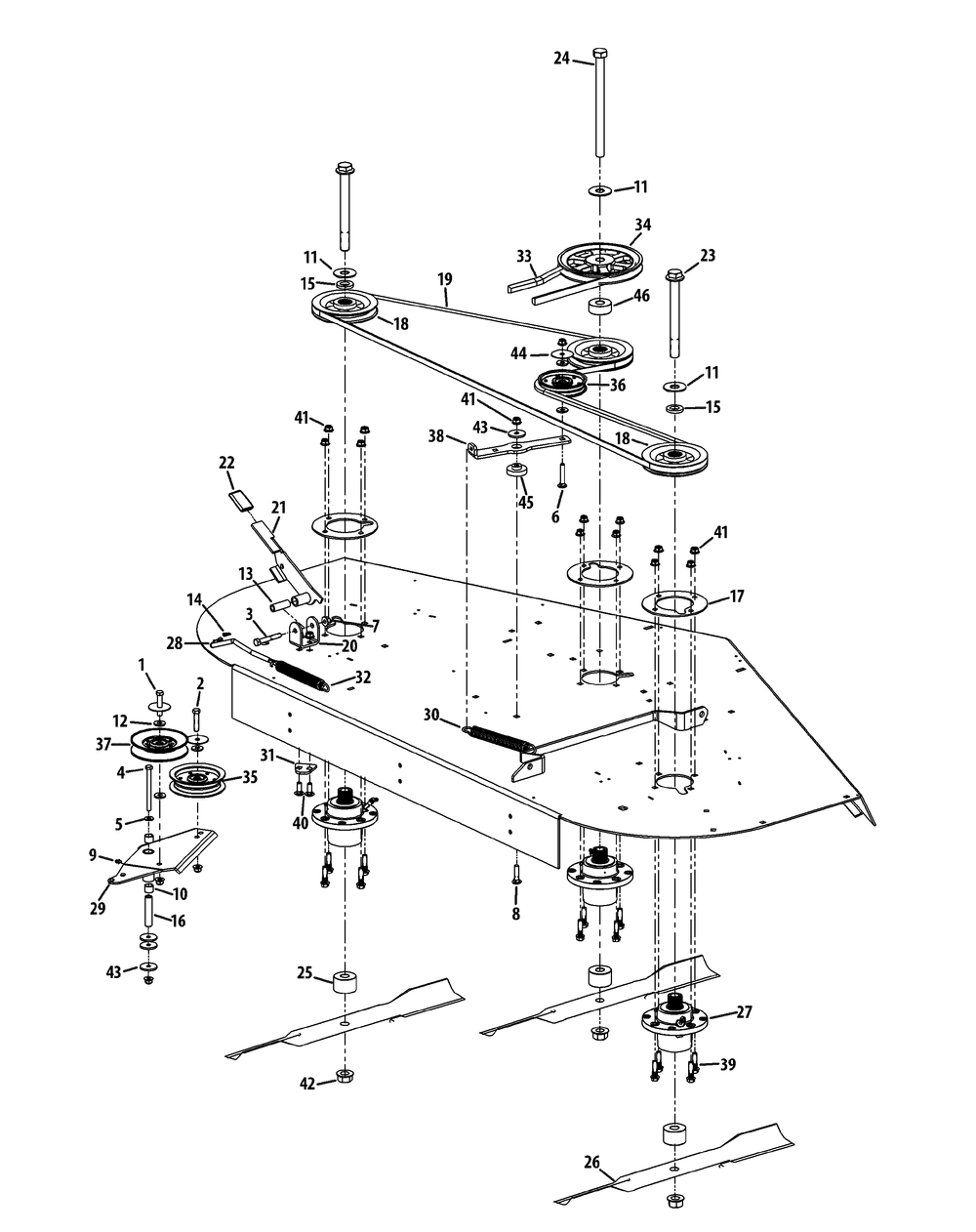 Deck Spindle Assembly 72-Inch Diagram and Parts List for S7237-KW 53CI8DU8050-37HP Cub Cadet Lawn Tractor